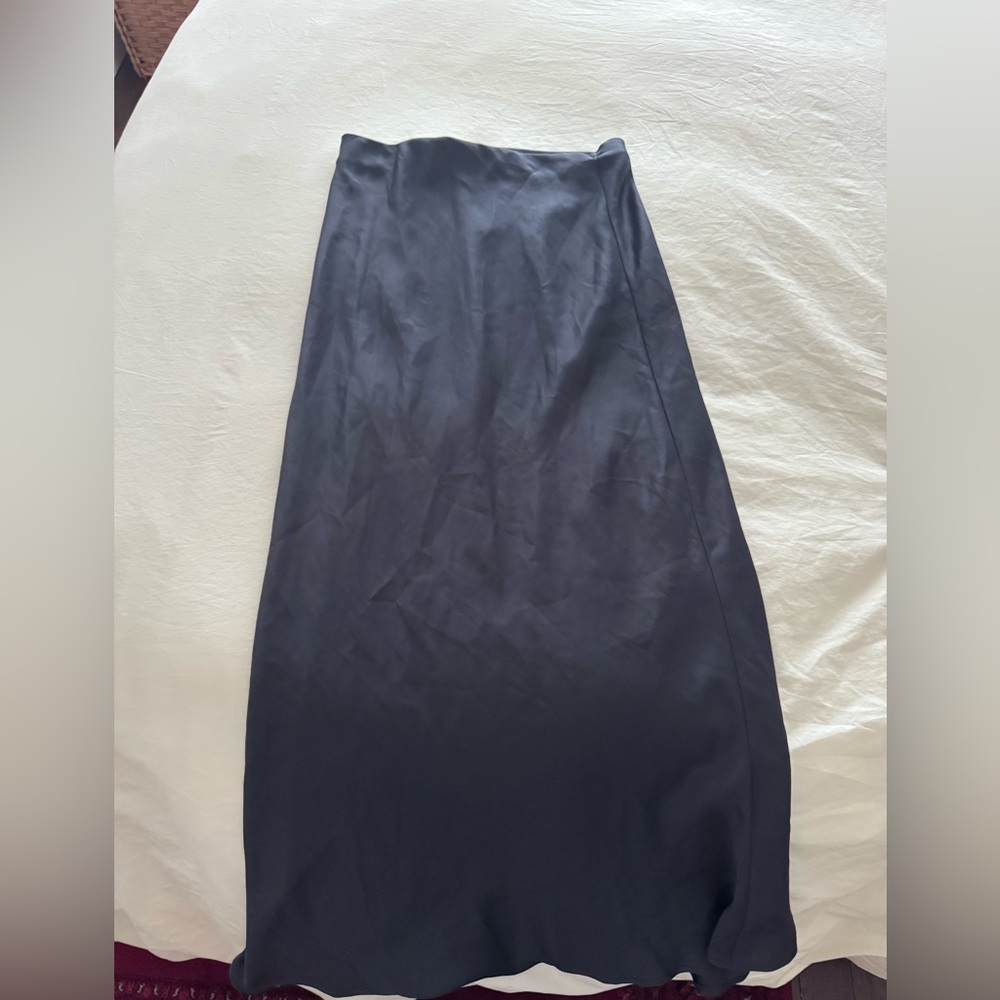 Zara Navy Bkue Satin Skirt